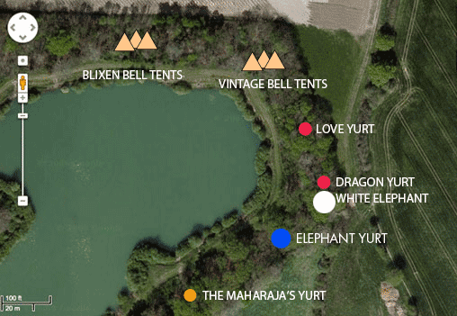 location of yurts and bell tents