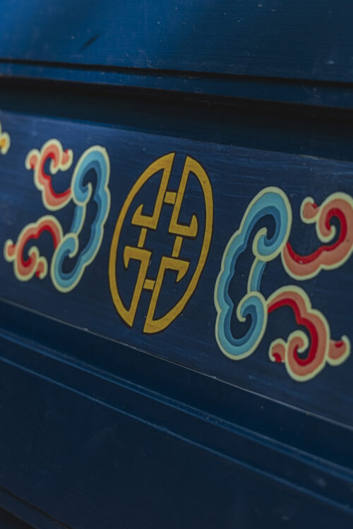 Close up of a painted blue door.